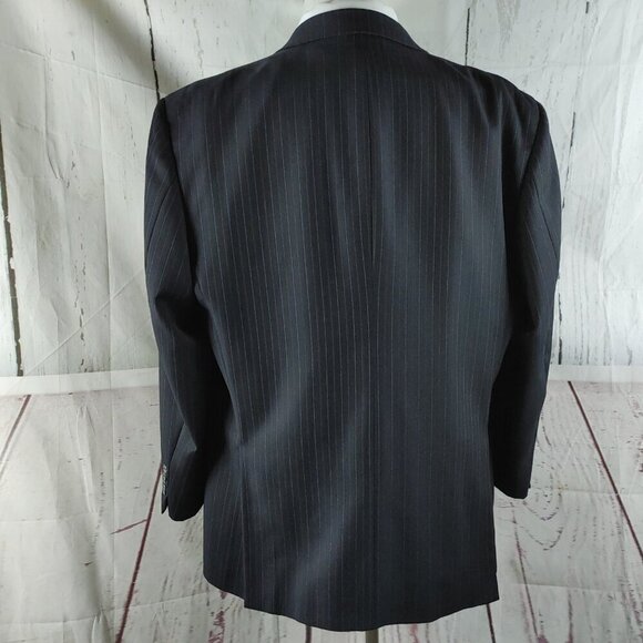 Jones New York 46R Wool 3 Button Charcoal Striped 2pc Suit 36x25 Pleated - Picture 6 of 16